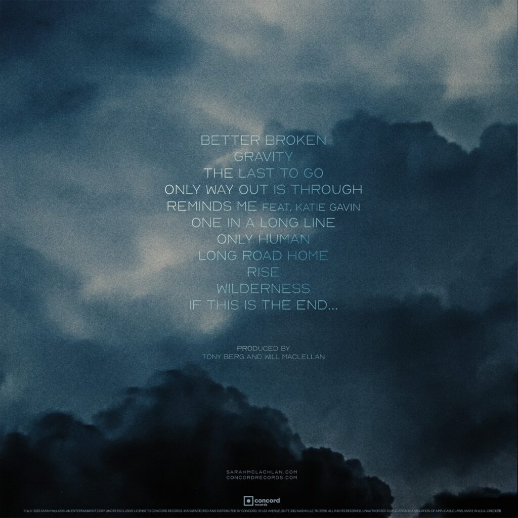 Track listing for Sarah McLachlan's new album "Better Broken"