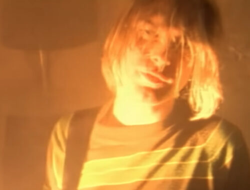 Still from "Smells Like Teen Spirit" music video. Featuring Kurt Cobain